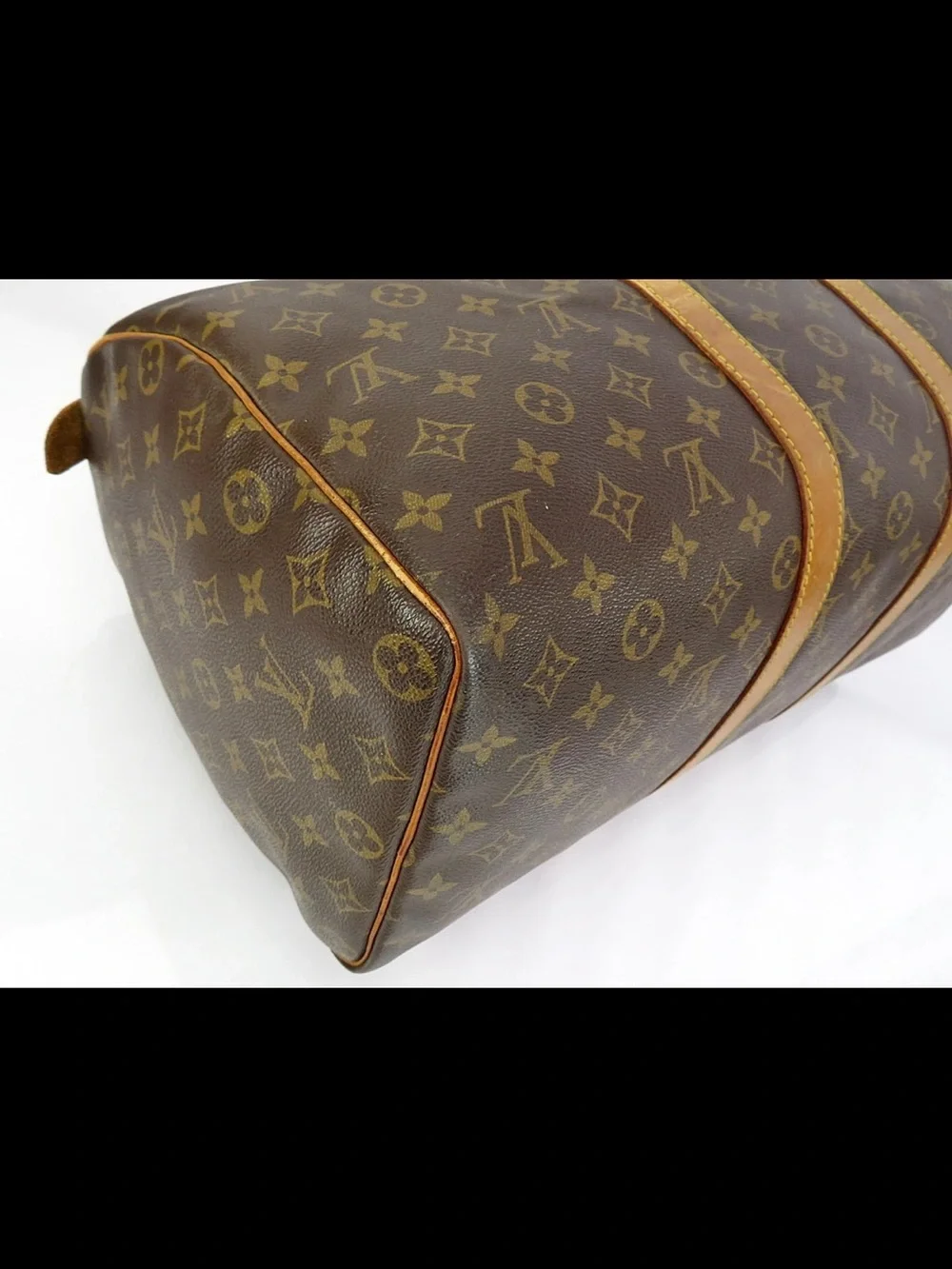 Louis Vuitton Brown Monogram Canvas Duffle with Tan Leather Trim